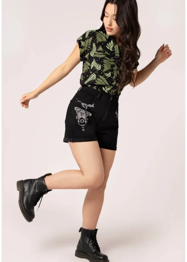 Hell Bunny Metamorphosis Moth Shorts Black