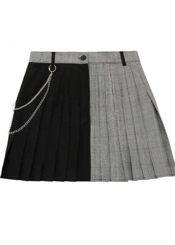Hell Bunny Mina Tartan 60's Mini Skirt Grey