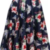 Hell Bunny Misa Crane 50's Swing Skirt Navy