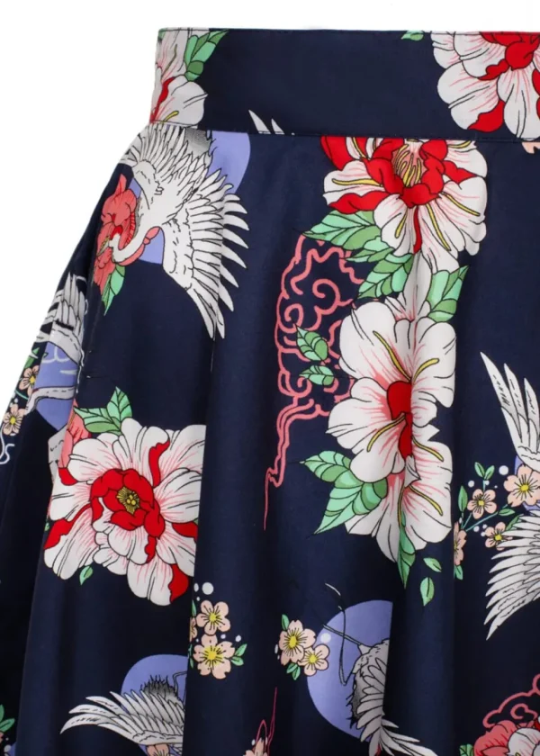Hell Bunny Misa Crane 50's Swing Skirt Navy