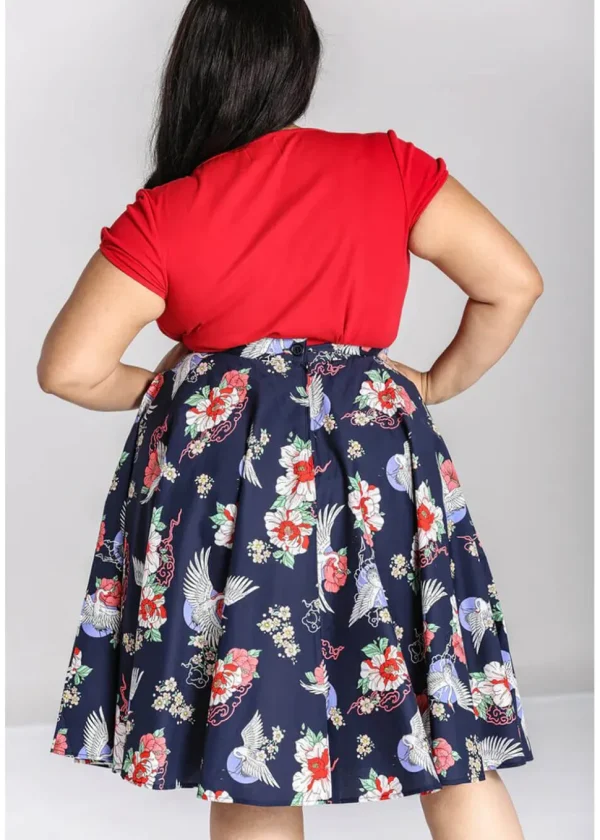 Hell Bunny Misa Crane 50's Swing Skirt Navy