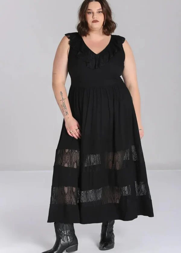 Hell Bunny Mortem Lace 70's Maxi Dress Black
