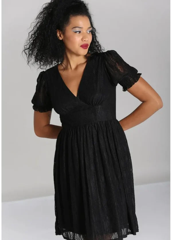Hell Bunny Mortem Lace 70's Mini Dress Black