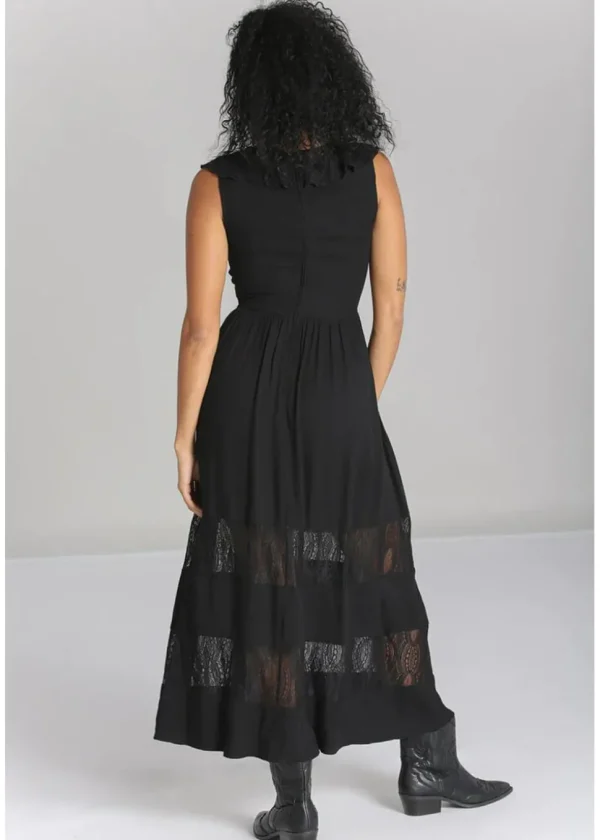 Hell Bunny Mortem Lace 70's Maxi Dress Black