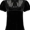 Hell Bunny Mourning Velvet 60's Top Black