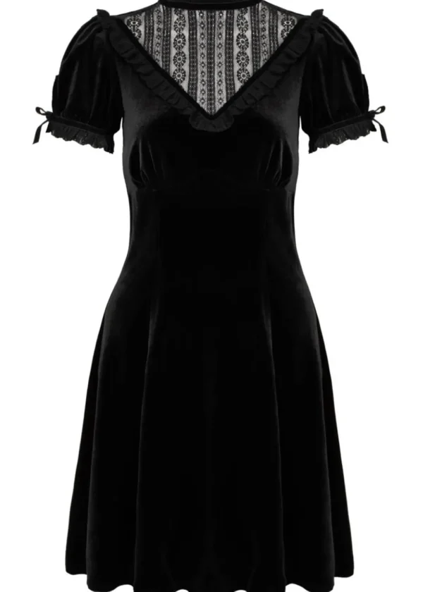 Hell Bunny Mourning Velvet 60's A-Line Dress Black