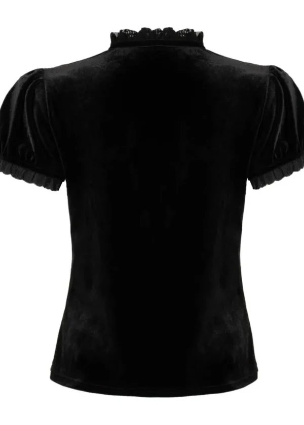 Hell Bunny Mourning Velvet 60's Top Black