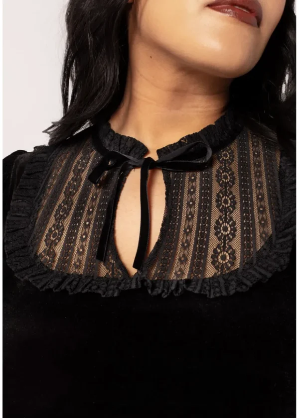 Hell Bunny Mourning Velvet 60's Top Black