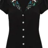 Hell Bunny Natura Mushroom 40's Blouse Black