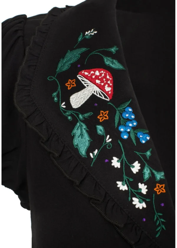 Hell Bunny Natura Mushroom 40's Blouse Black