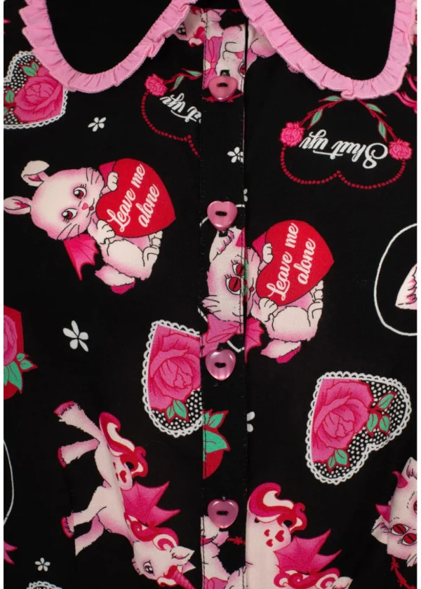 Hell Bunny Not Into You Hellcat 40's Blouse Black