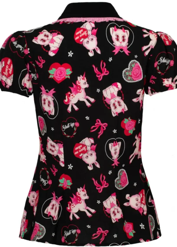 Hell Bunny Not Into You Hellcat 40's Blouse Black