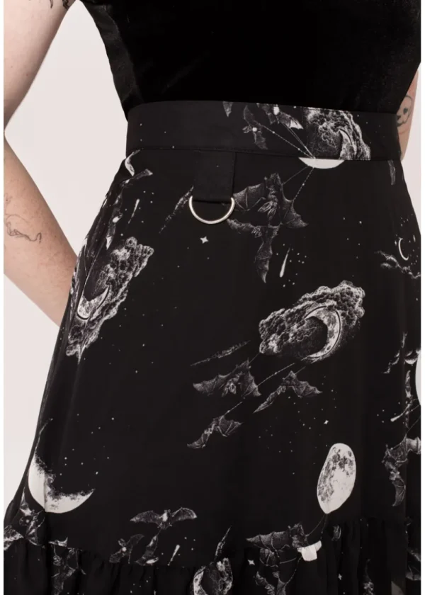 Hell Bunny Over The Moon Bats 60's Skirt Black