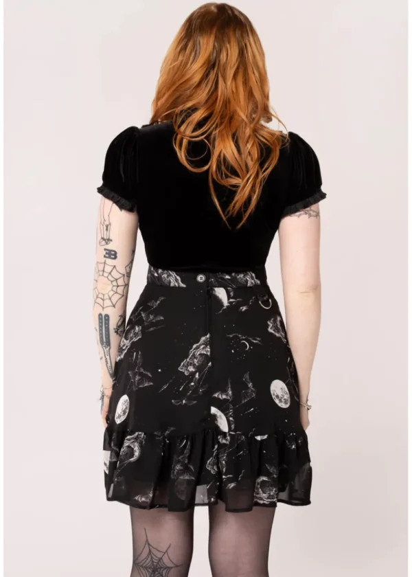 Hell Bunny Over The Moon Bats 60's Skirt Black