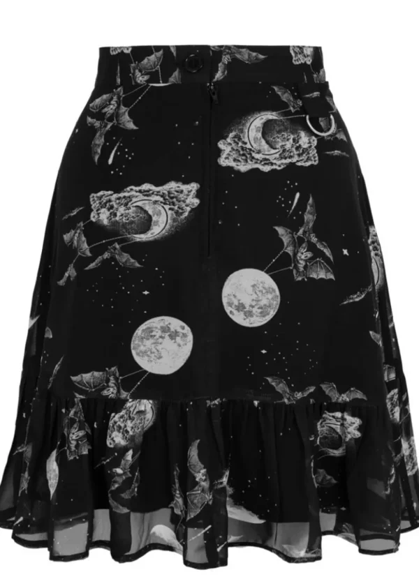 Hell Bunny Over The Moon Bats 60's Skirt Black
