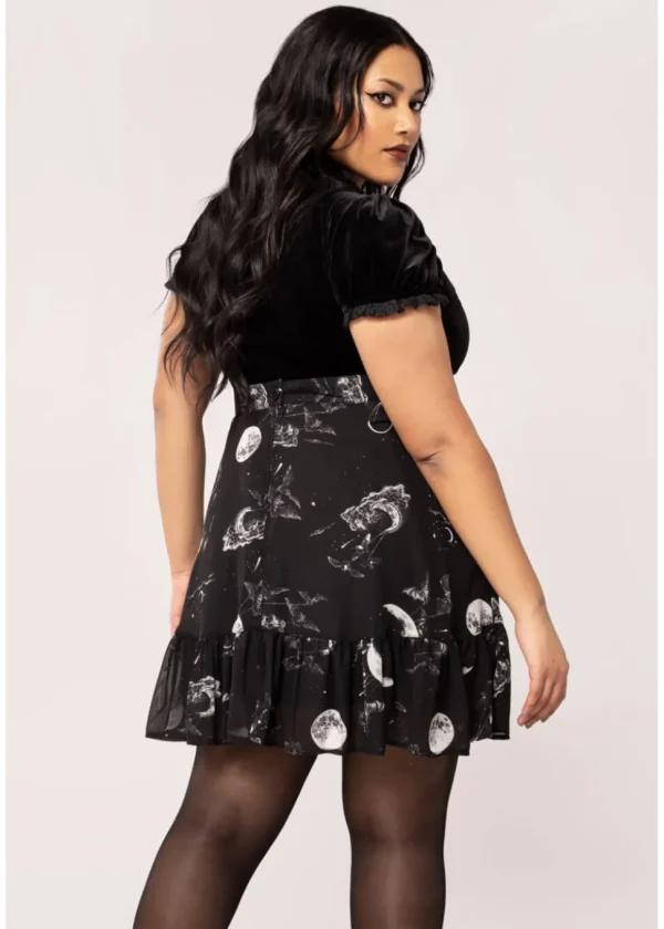 Hell Bunny Over The Moon Bats 60's Skirt Black