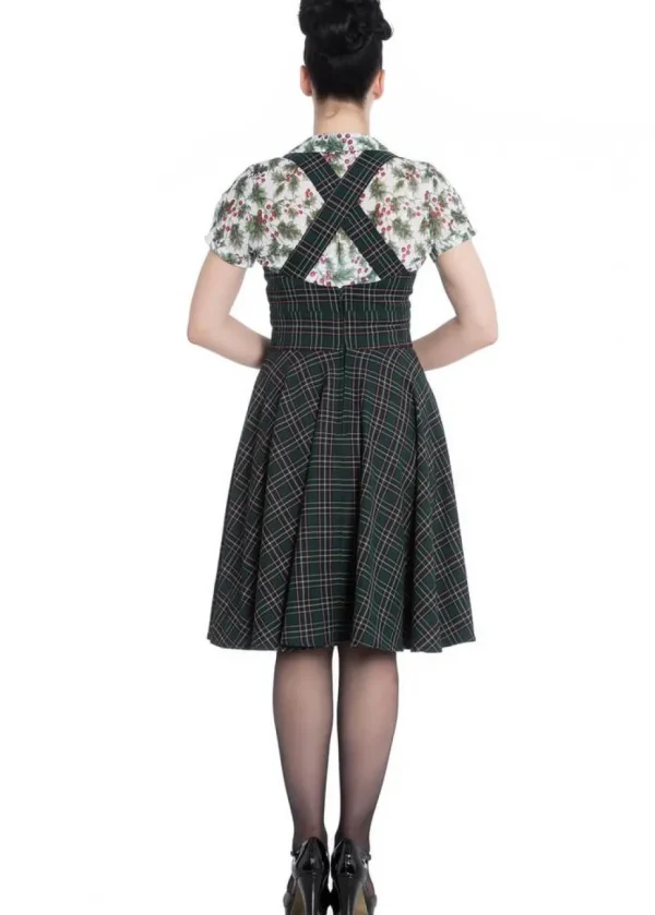 Hell Bunny Peebles Tartan Pinefore 40's Dress Green
