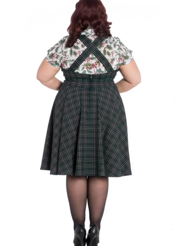 Hell Bunny Peebles Tartan Pinefore 40's Dress Green