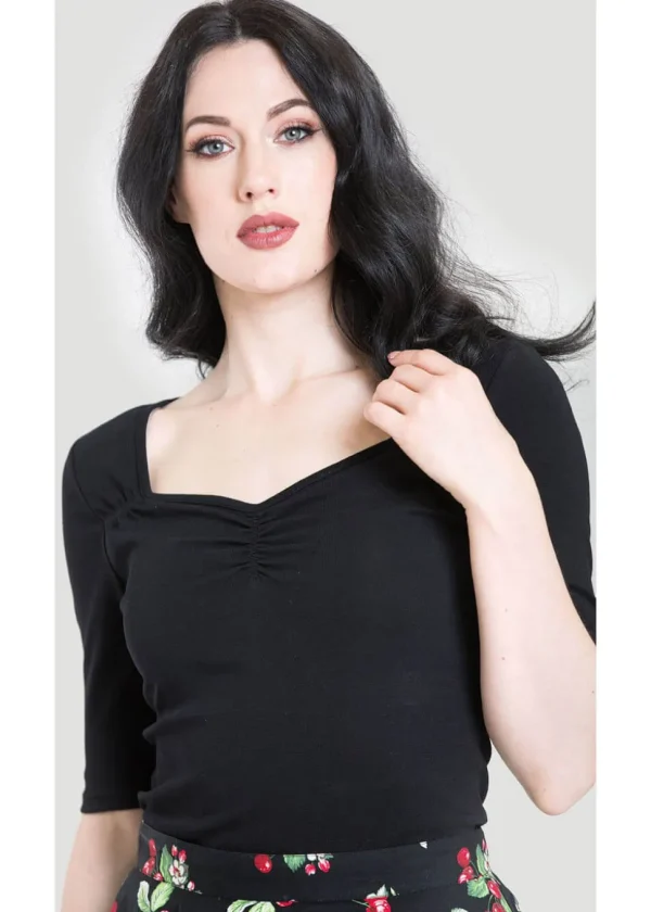 Hell Bunny Philippa 50's Top Black