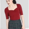 Hell Bunny Philippa 50's Top Burgundy Colour
