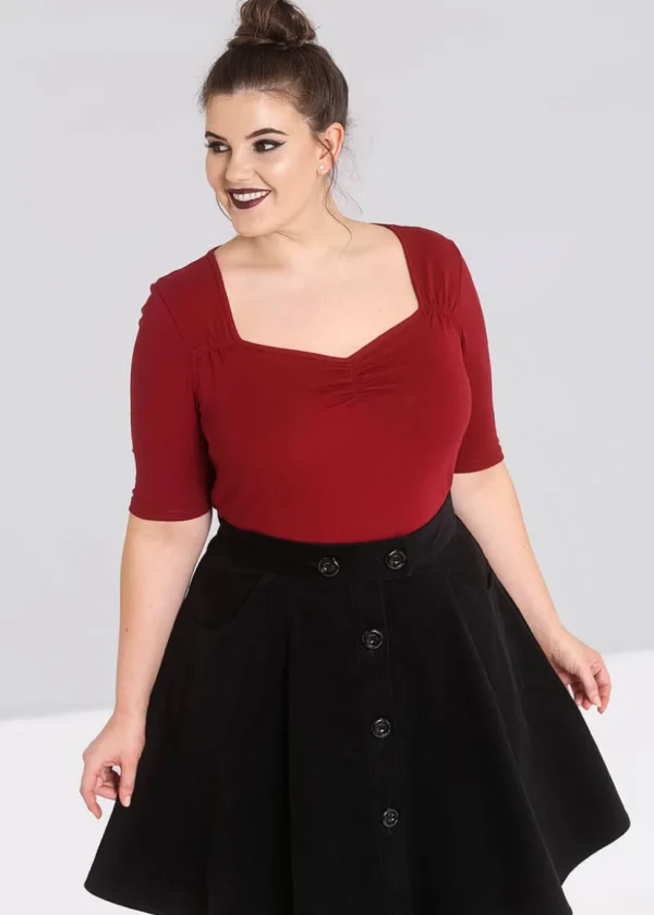 Hell Bunny Philippa 50's Top Burgundy Colour