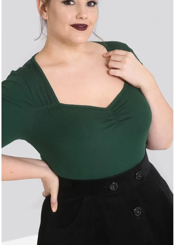 Hell Bunny Philippa 50's Top Dark Green