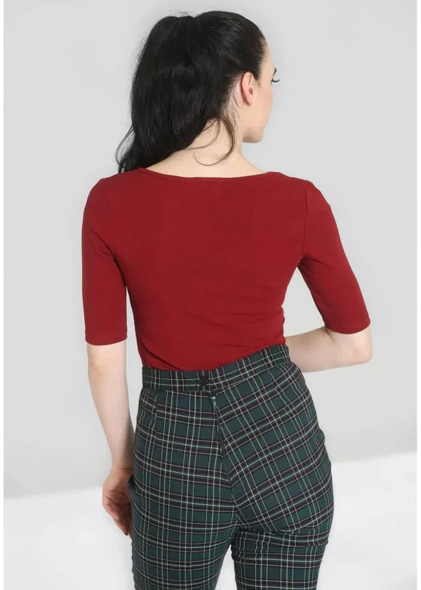 Hell Bunny Philippa 50's Top Burgundy Colour
