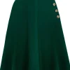 Hell Bunny Ravenwood 40's Swing Skirt Dark Green