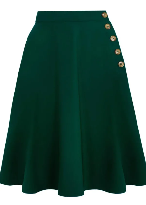 Hell Bunny Ravenwood 40's Swing Skirt Dark Green