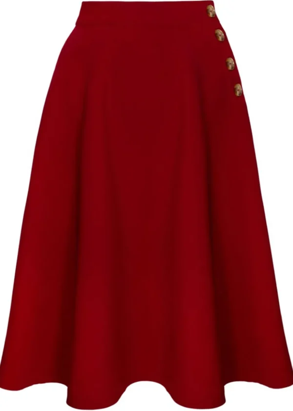 Hell Bunny Ravenwood 40's Swing Skirt Dark Red