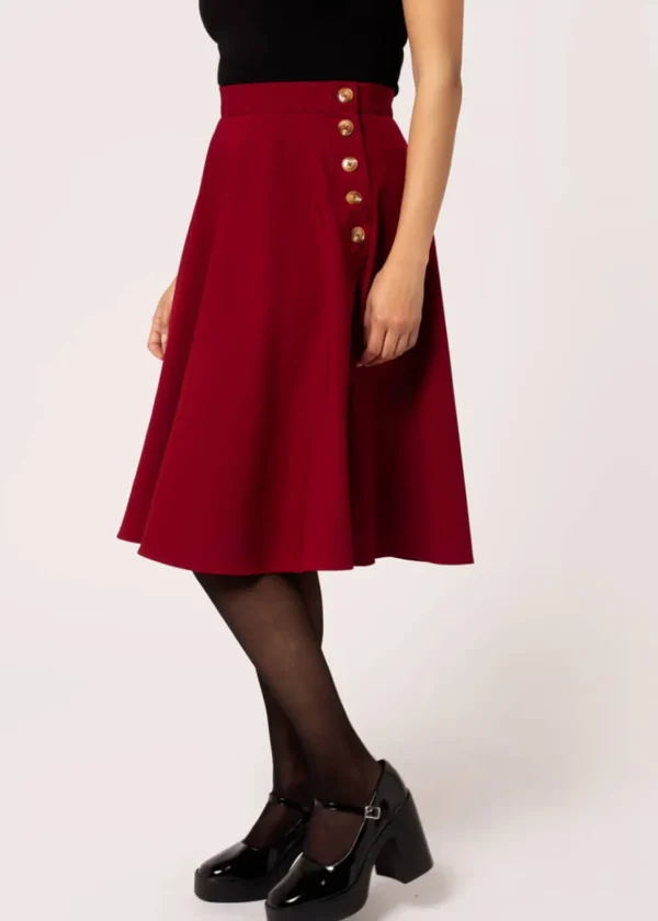 Hell Bunny Ravenwood 40's Swing Skirt Dark Red