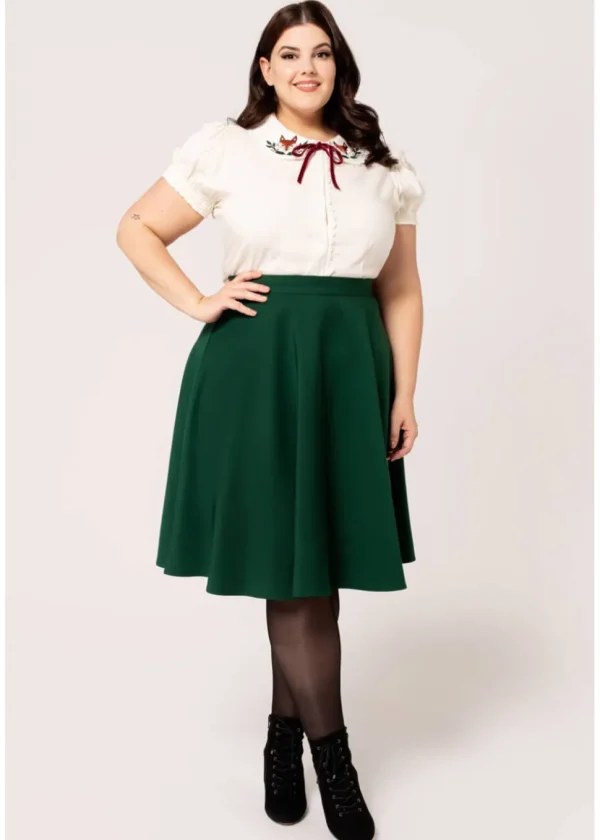 Hell Bunny Ravenwood 40's Swing Skirt Dark Green
