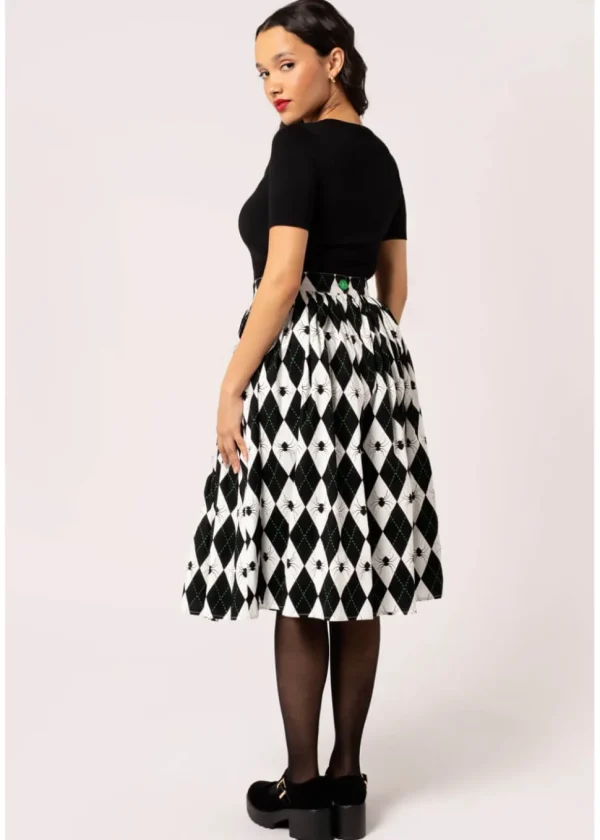 Hell Bunny Regina Spider 50's Swing Skirt Black