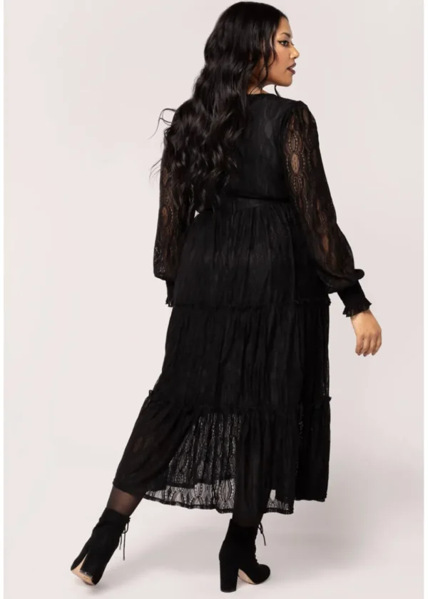Hell Bunny Rhea Lace 70's Maxi Dress Black