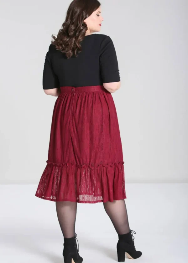 Hell Bunny Rhea Lace 70's Skirt Burgundy