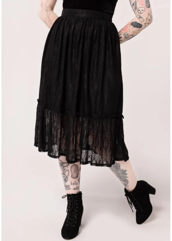 Hell Bunny Rhea Lace Skirt Black