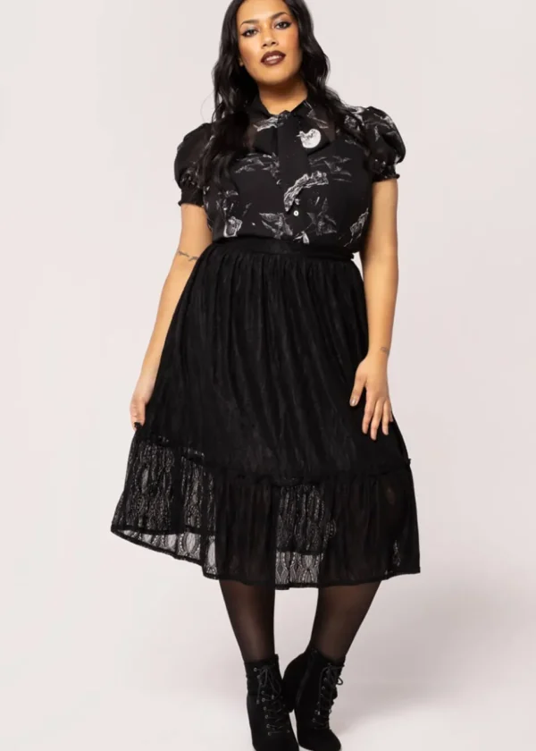 Hell Bunny Rhea Lace Skirt Black