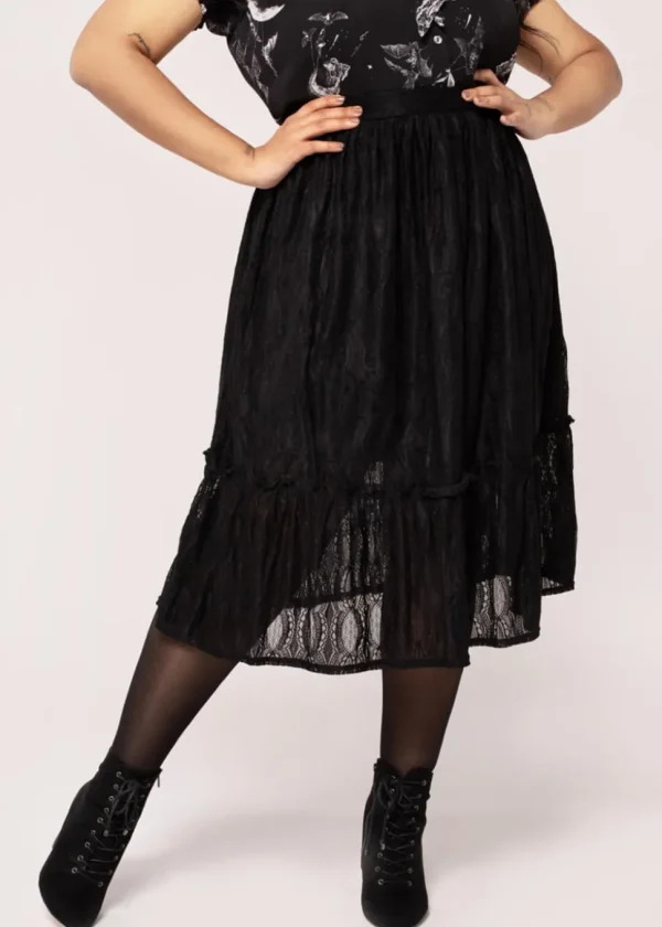 Hell Bunny Rhea Lace Skirt Black