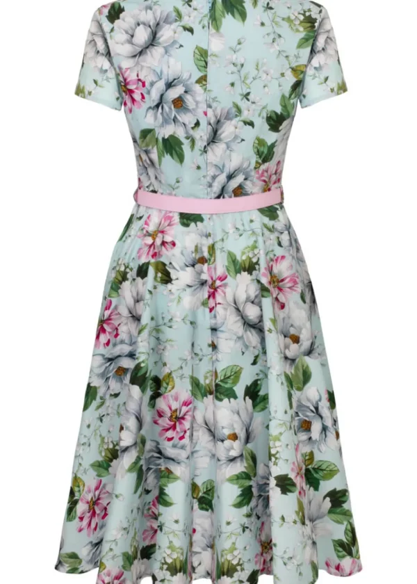 Hell Bunny Rina Floral 50's Swing Dress Blue
