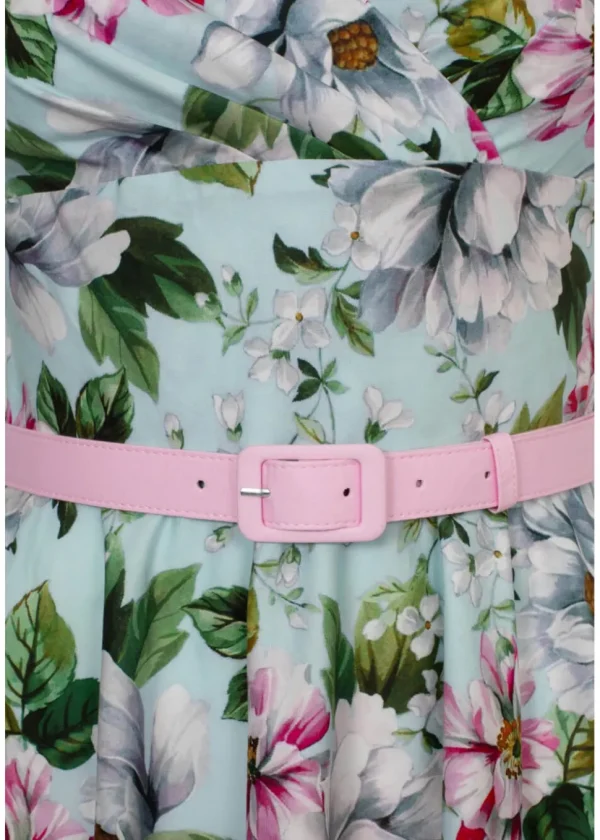 Hell Bunny Rina Floral 50's Swing Dress Blue