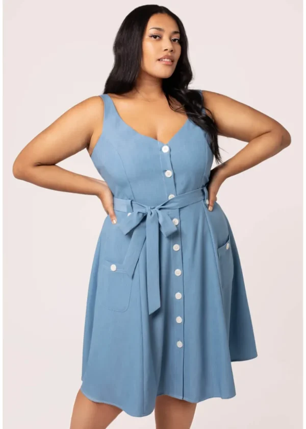 Hell Bunny Rylee 40's Swing Dress Blue