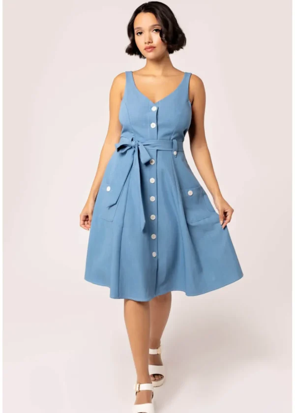 Hell Bunny Rylee 40's Swing Dress Blue