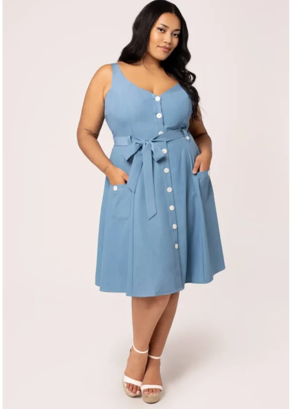 Hell Bunny Rylee 40's Swing Dress Blue