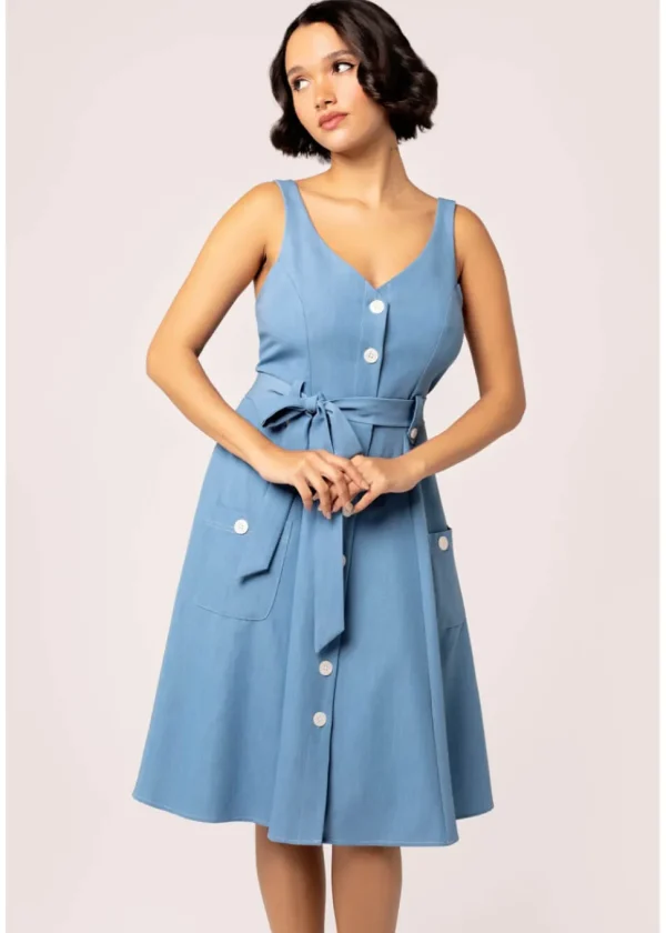 Hell Bunny Rylee 40's Swing Dress Blue