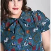 Hell Bunny Sianna 40's Blouse in Teal
