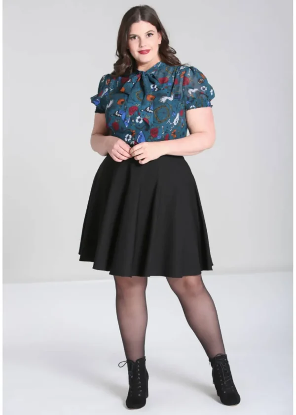 Hell Bunny Sianna 40's Blouse in Teal