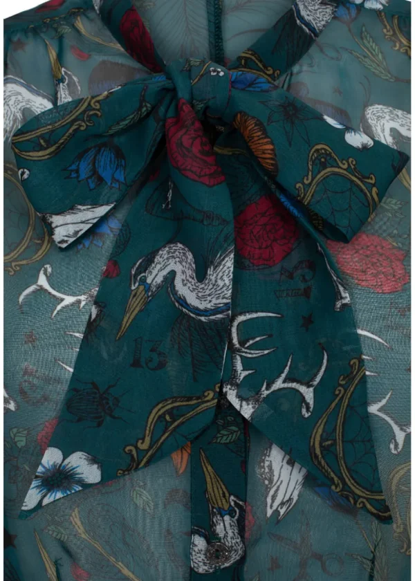 Hell Bunny Sianna 40's Blouse in Teal