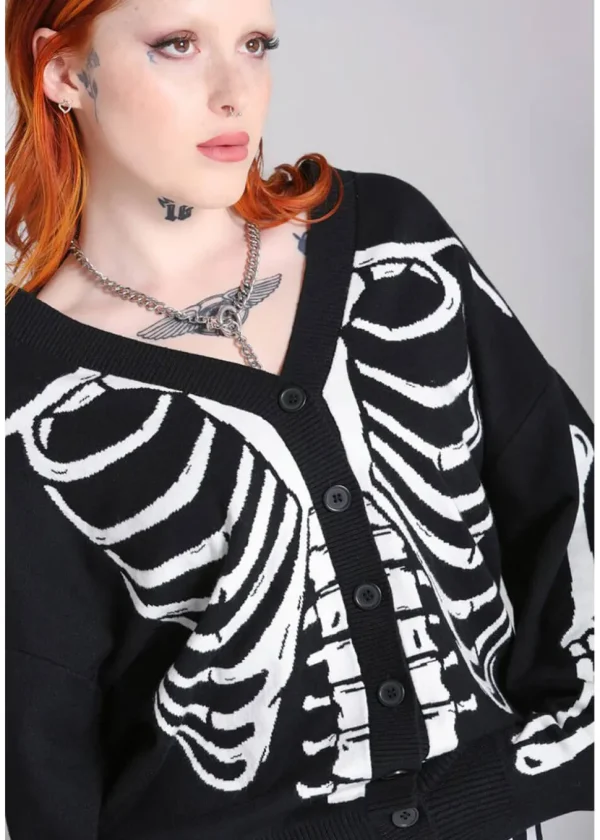 Hell Bunny Skeleton Cardigan Black White