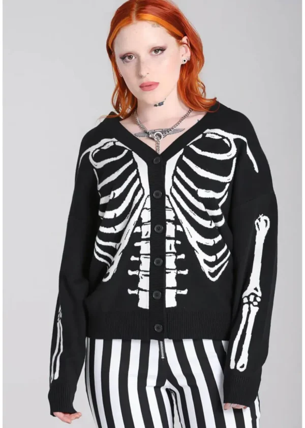 Hell Bunny Skeleton Cardigan Black White