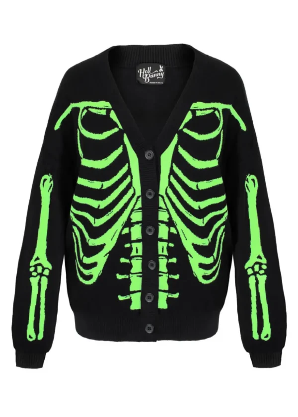 Hell Bunny Skeleton Cardigan Black Green